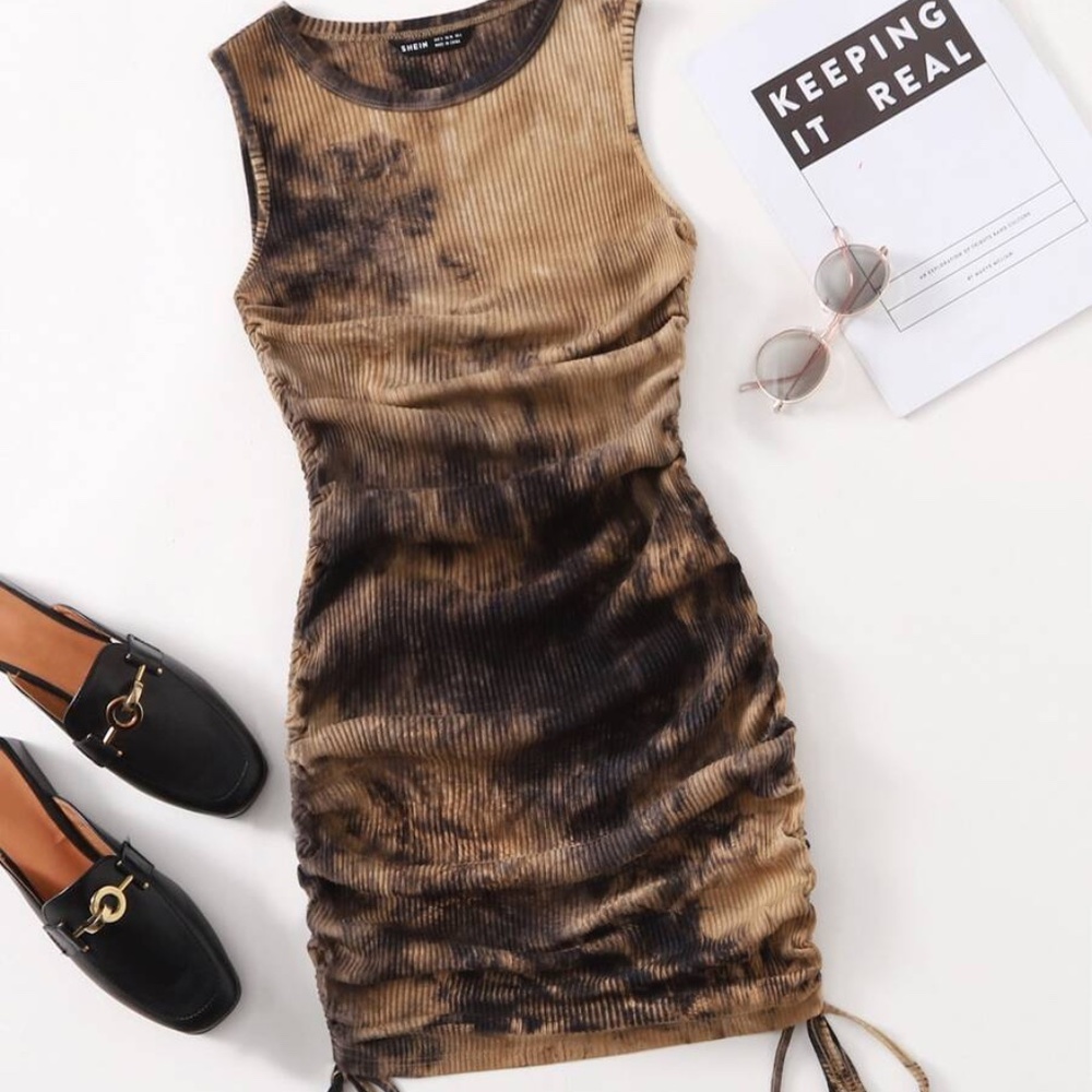 SHEIN tie dye drawstring dress